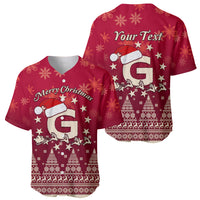 Red Christmas baseball jerseys set: front 'Merry Christmas', back 'Your Text' G