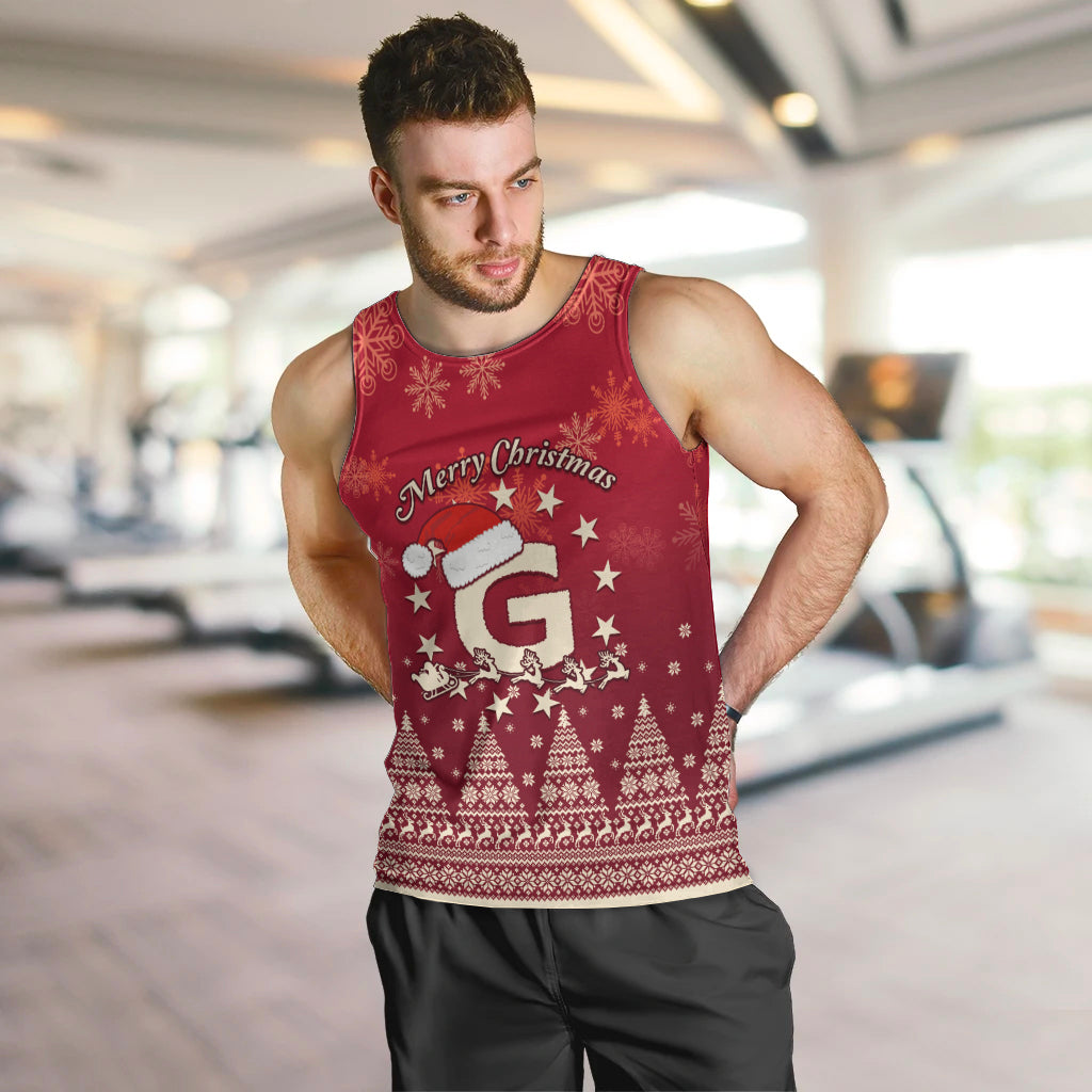 Georgia Christmas Men Tank Top Santa Riding Reindeer Xmas Pattern - Wonder Print Shop