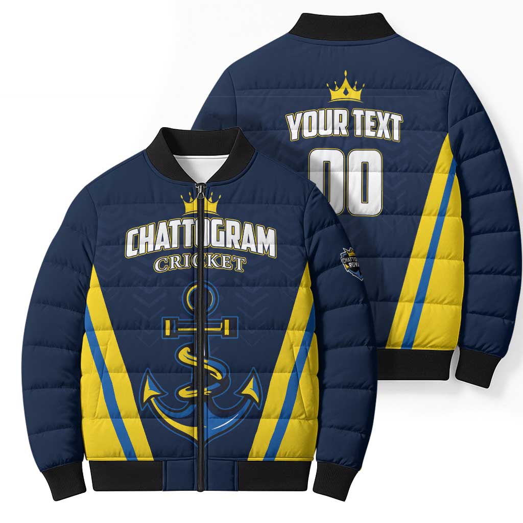Custom Chattogram Cricket Royals Bomber Puffer Jacket Passion Power Purpose - Wonder Print Shop