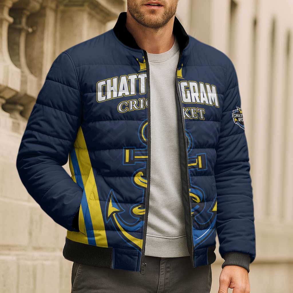 Custom Chattogram Cricket Royals Bomber Puffer Jacket Passion Power Purpose - Wonder Print Shop