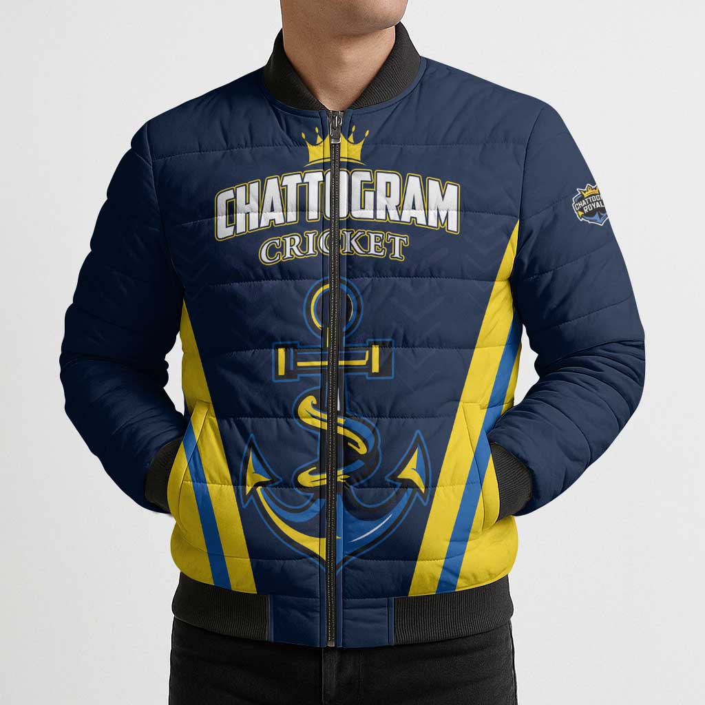 Custom Chattogram Cricket Royals Bomber Puffer Jacket Passion Power Purpose - Wonder Print Shop
