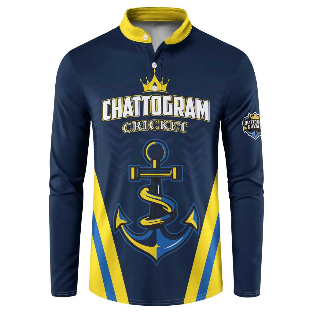 Custom Chattogram Cricket Royals Button Sweatshirt Passion Power Purpose - Wonder Print Shop