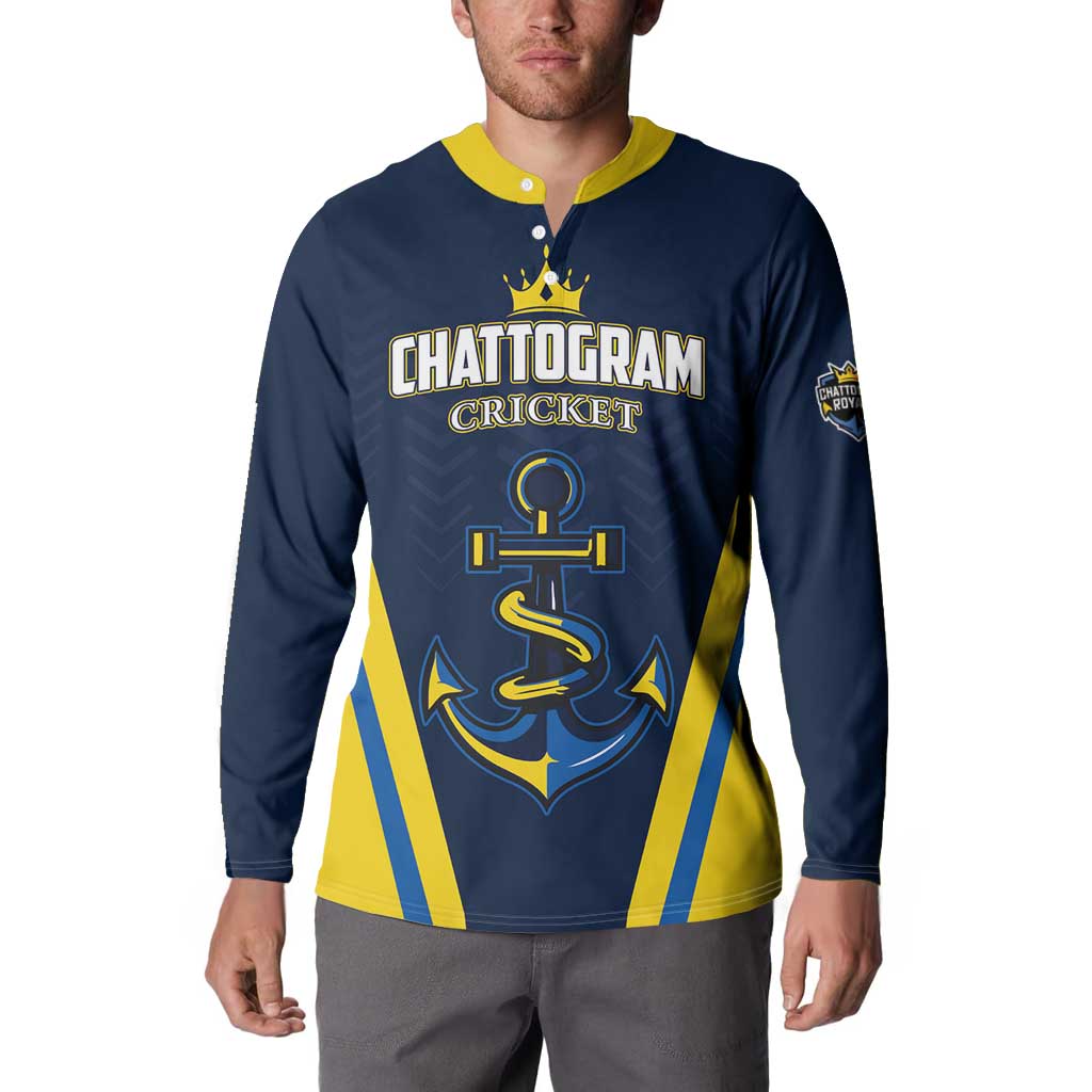 Custom Chattogram Cricket Royals Button Sweatshirt Passion Power Purpose - Wonder Print Shop