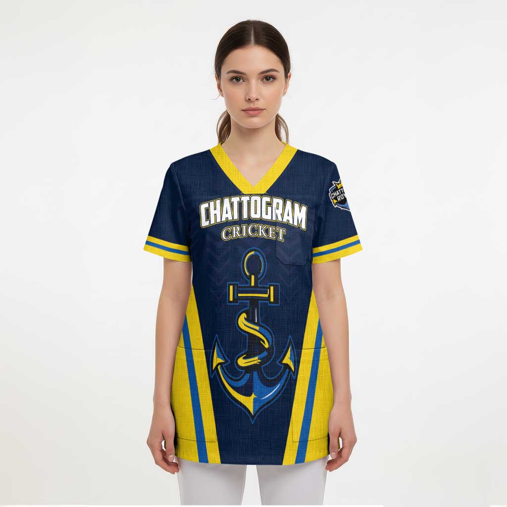 Custom Chattogram Cricket Royals Scrub Top Passion Power Purpose - Wonder Print Shop