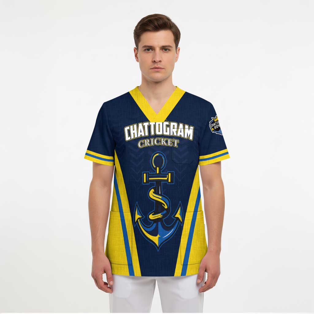 Custom Chattogram Cricket Royals Scrub Top Passion Power Purpose - Wonder Print Shop