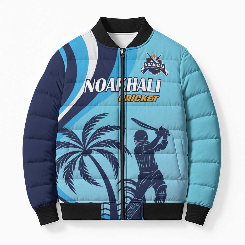 Custom Noakhali Cricket Express Bomber Puffer Jacket Speed Power Victory - Wonder Print Shop