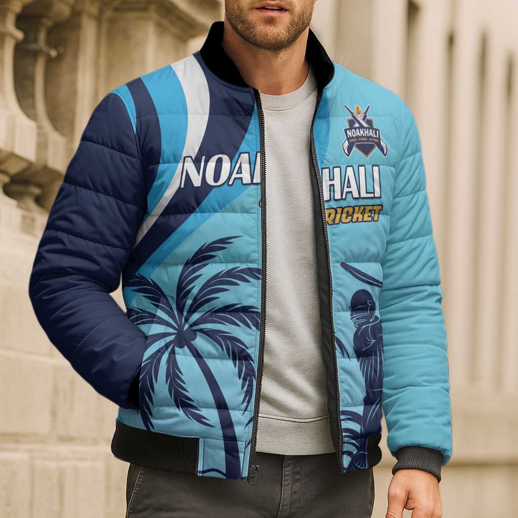 Custom Noakhali Cricket Express Bomber Puffer Jacket Speed Power Victory - Wonder Print Shop