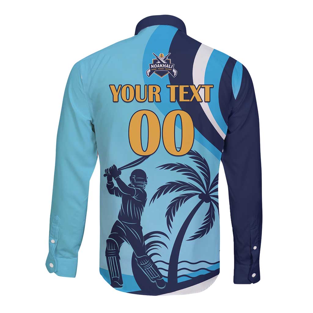 Custom Noakhali Cricket Express Long Sleeve Button Shirt Speed Power Victory - Wonder Print Shop