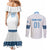 Custom Guatemala Football Couples Matching Mermaid Dress and Long Sleeve Button Shirt La Azul y Blanco Come On