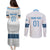 Custom Guatemala Football Couples Matching Puletasi and Long Sleeve Button Shirt La Azul y Blanco Come On