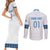 Custom Guatemala Football Couples Matching Short Sleeve Bodycon Dress and Long Sleeve Button Shirt La Azul y Blanco Come On