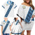 Custom Guatemala Football Family Matching Off Shoulder Short Dress and Hawaiian Shirt La Azul y Blanco Come On