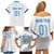 Custom Guatemala Football Family Matching Off Shoulder Short Dress and Hawaiian Shirt La Azul y Blanco Come On