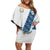 Custom Guatemala Football Family Matching Off Shoulder Short Dress and Hawaiian Shirt La Azul y Blanco Come On