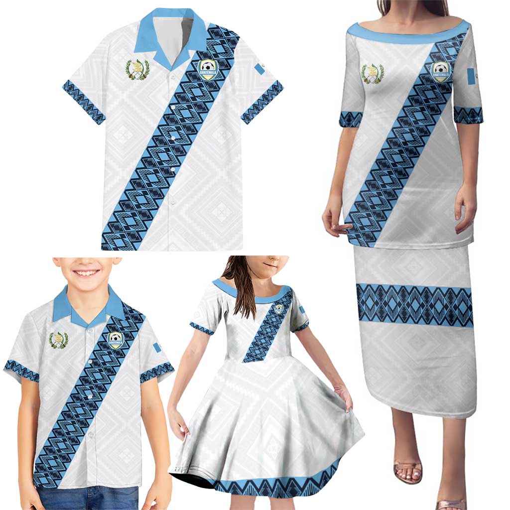 Custom Guatemala Football Family Matching Puletasi and Hawaiian Shirt La Azul y Blanco Come On