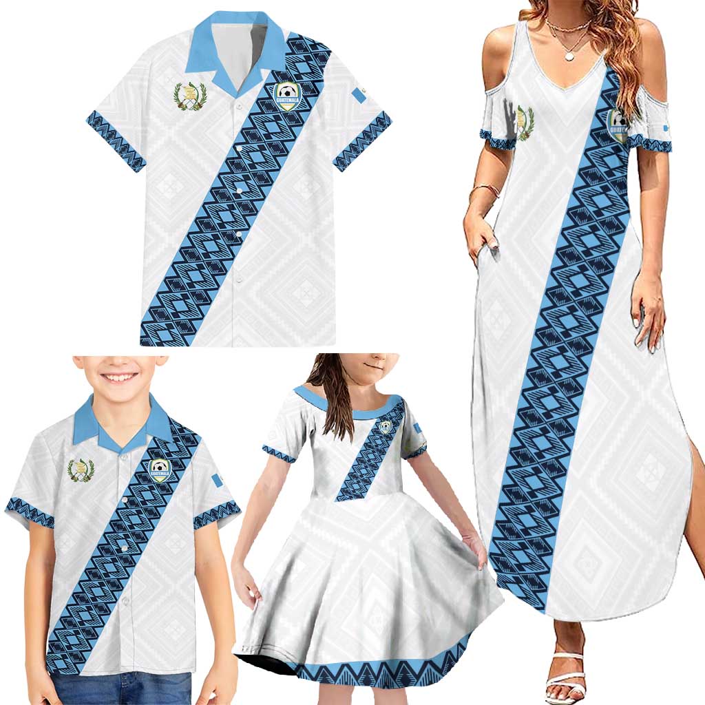 Custom Guatemala Football Family Matching Summer Maxi Dress and Hawaiian Shirt La Azul y Blanco Come On