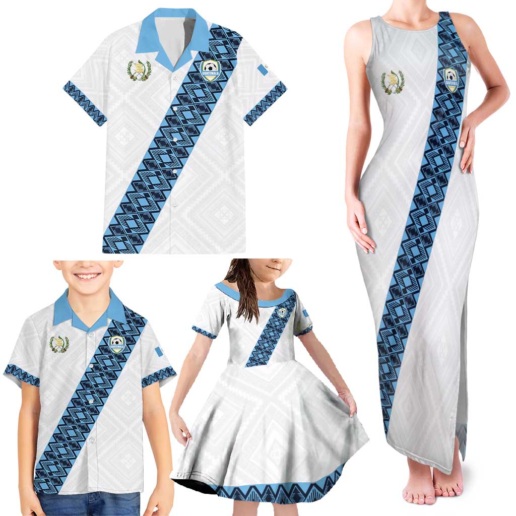 Custom Guatemala Football Family Matching Tank Maxi Dress and Hawaiian Shirt La Azul y Blanco Come On