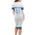 Custom Guatemala Football Long Sleeve Bodycon Dress La Azul y Blanco Come On