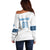 Custom Guatemala Football Off Shoulder Sweater La Azul y Blanco Come On