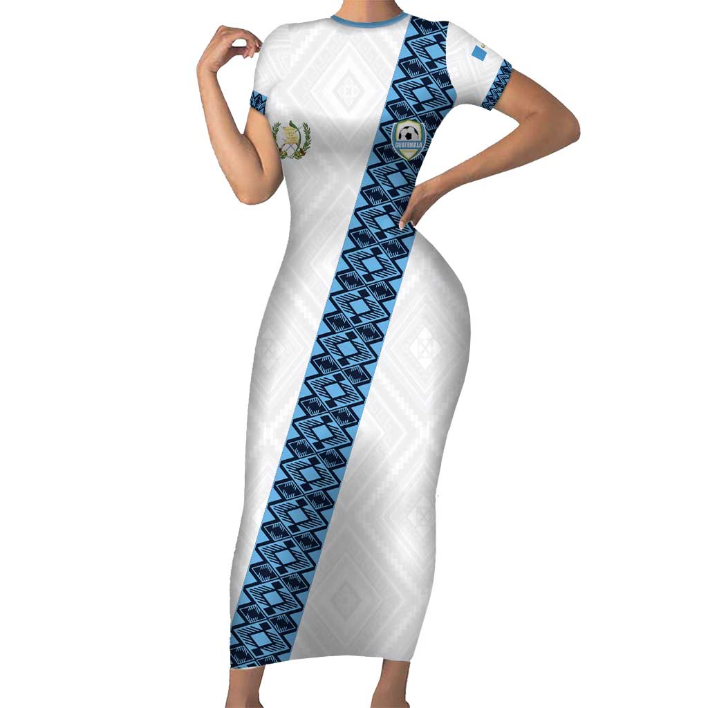 Custom Guatemala Football Short Sleeve Bodycon Dress La Azul y Blanco Come On