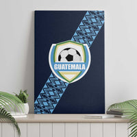 Blue Guatemala football canvas wall art featuring a shield with soccer ball and zigzag stripe