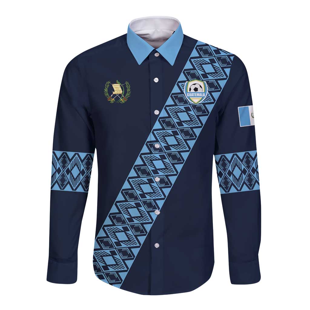 Custom Guatemala Football Long Sleeve Button Shirt Vamos Los Chapines