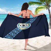Navy Guatemala football sarong, diagonal patterned band with crest on one end