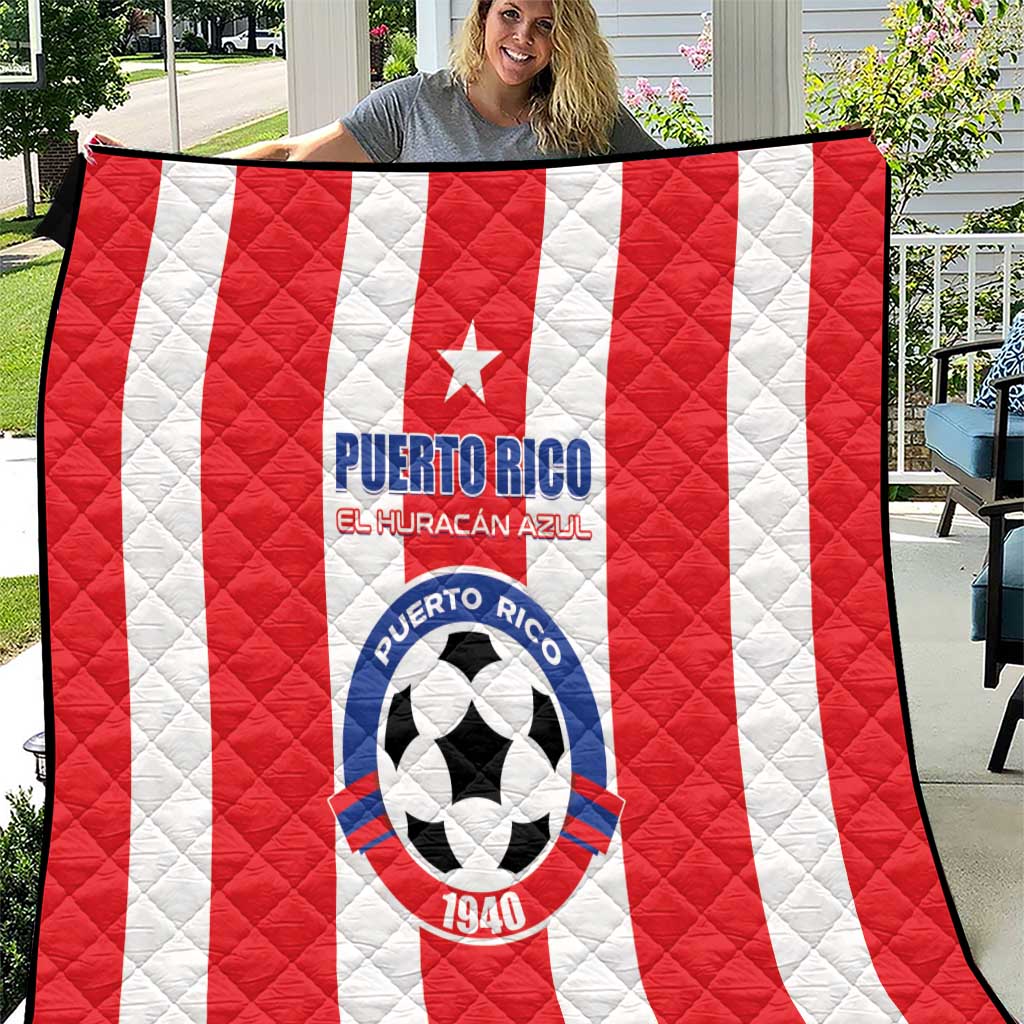 Puerto Rico Football Quilt Go The Blue Hurricane