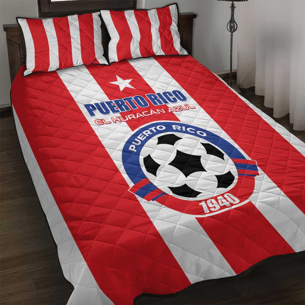 Puerto Rico Football Quilt Bed Set Go The Blue Hurricane