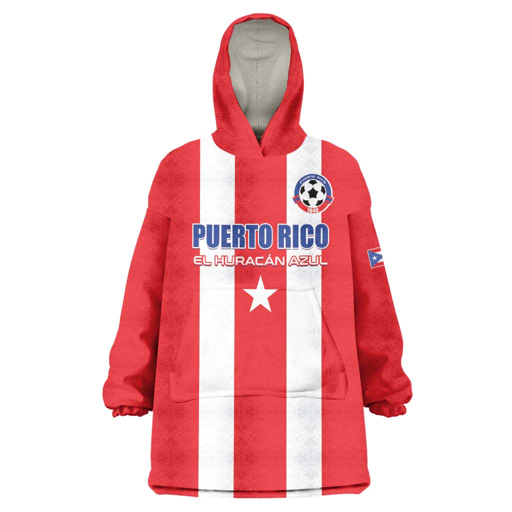 Custom Puerto Rico Football Wearable Blanket Hoodie Go The Blue Hurricane