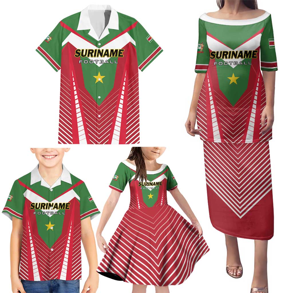 Custom Suriname Football Family Matching Puletasi and Hawaiian Shirt Go Sranankondre Fubal Pluga