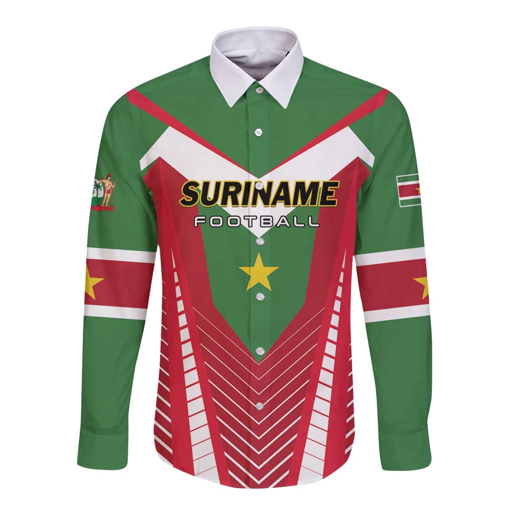 Custom Suriname Football Long Sleeve Button Shirt Go Sranankondre Fubal Pluga