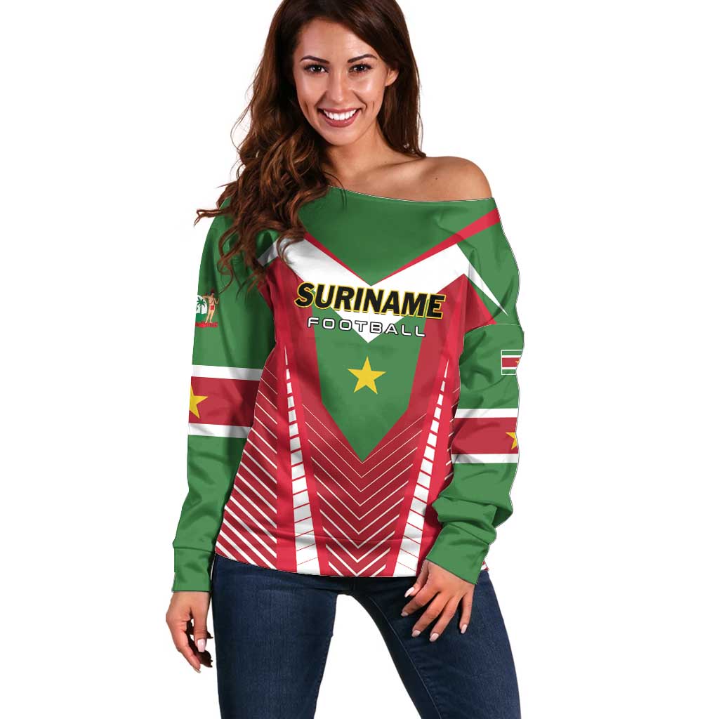 Custom Suriname Football Off Shoulder Sweater Go Sranankondre Fubal Pluga