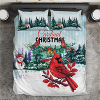 Mint Christmas bedding set with red cardinal, evergreen trees, and snowflake pattern