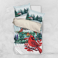 Mint and white Christmas duvet with cardinal bird print plus matching pillowcases