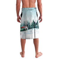 Mint Christmas swim shorts, elastic waistband, snowy tree print on back