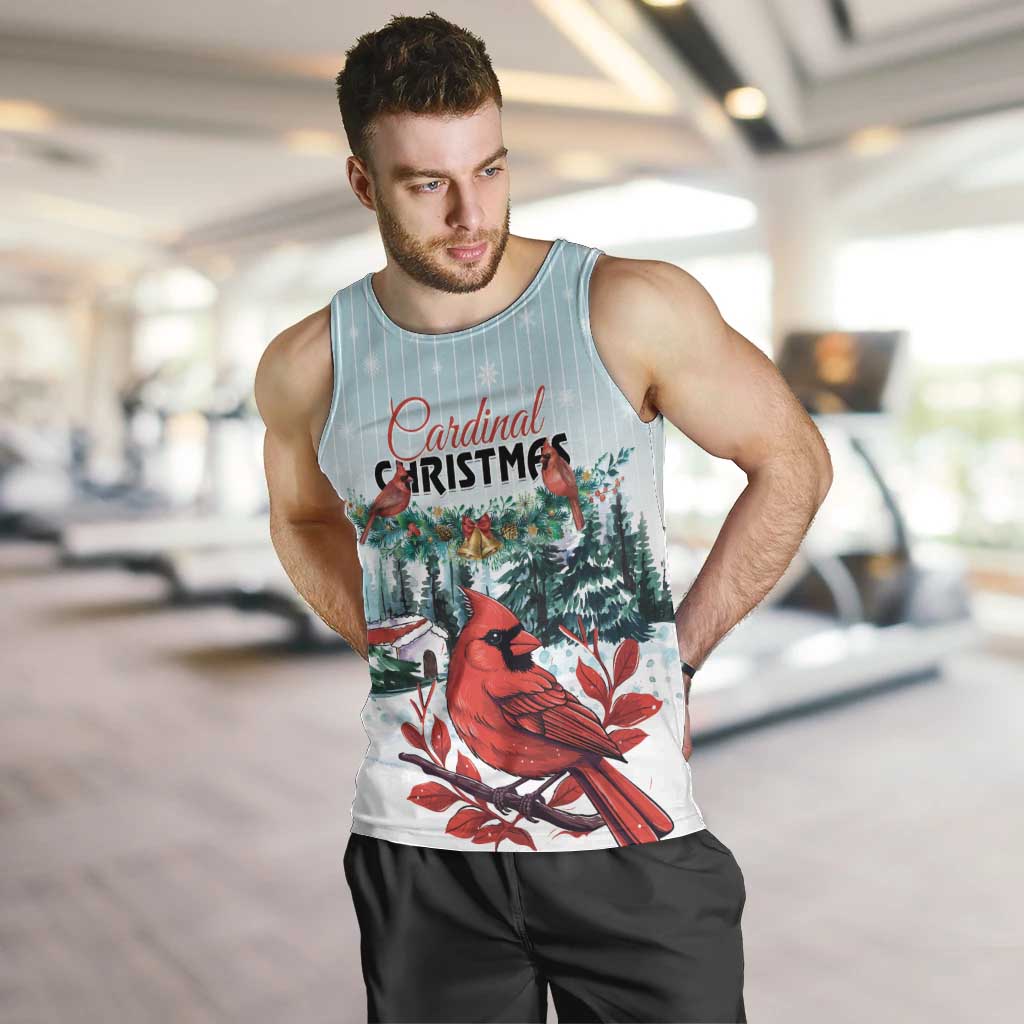 Personalised Cardinal Christmas Men Tank Top Snowflake Xmas Tree - Wonder Print Shop