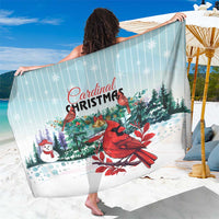 Mint Christmas sarong with red cardinal and snowflake line print