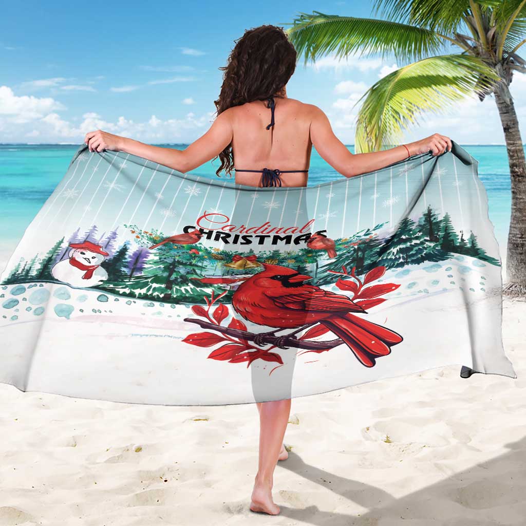 Mint sarong back with Cardinal CHRISTMAS lettering, red cardinals and pine trees