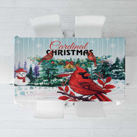 Mint Christmas tablecloth with cardinals, pine trees, and snowflake pattern