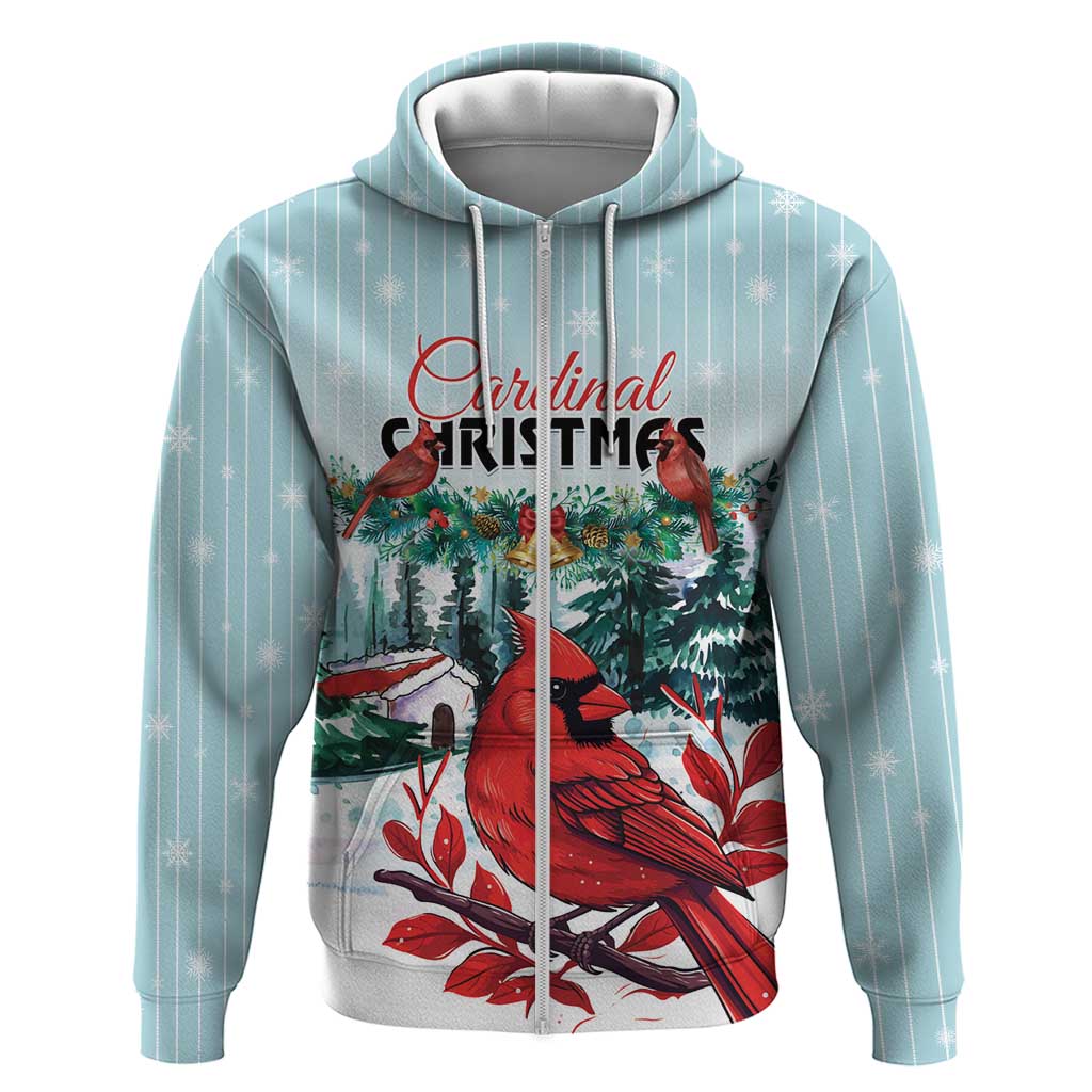 Personalised Cardinal Christmas Zip Hoodie Snowflake Xmas Tree - Wonder Print Shop