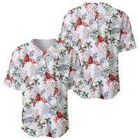 Set of two baseball jerseys with white cardinal holiday print and button-front collars
