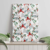 Christmas canvas wall art featuring red cardinals and winter foliage on a white field