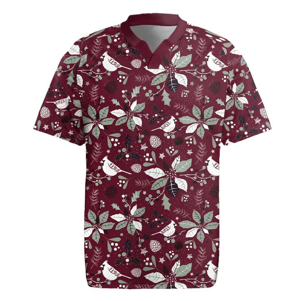 Cardinal Christmas Wine Red Rugby Jersey Xmas Pattern - Wonder Print Shop