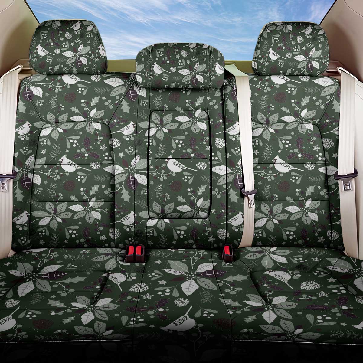 Cardical Christmas Green Back Car Seat Cover Xmas Pattern