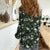 Cardical Christmas Green Women Casual Shirt Xmas Pattern