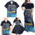 Personalized Bahamas Junkanoo Family Matching Off Shoulder Maxi Dress and Hawaiian Shirt Bahamian Mask Blue Marlin - Wonder Print Shop