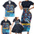 Personalized Bahamas Junkanoo Family Matching Short Sleeve Bodycon Dress and Hawaiian Shirt Bahamian Mask Blue Marlin - Wonder Print Shop