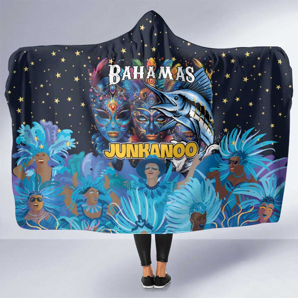 Bahamas Junkanoo Hooded Blanket Bahamian Mask Blue Marlin