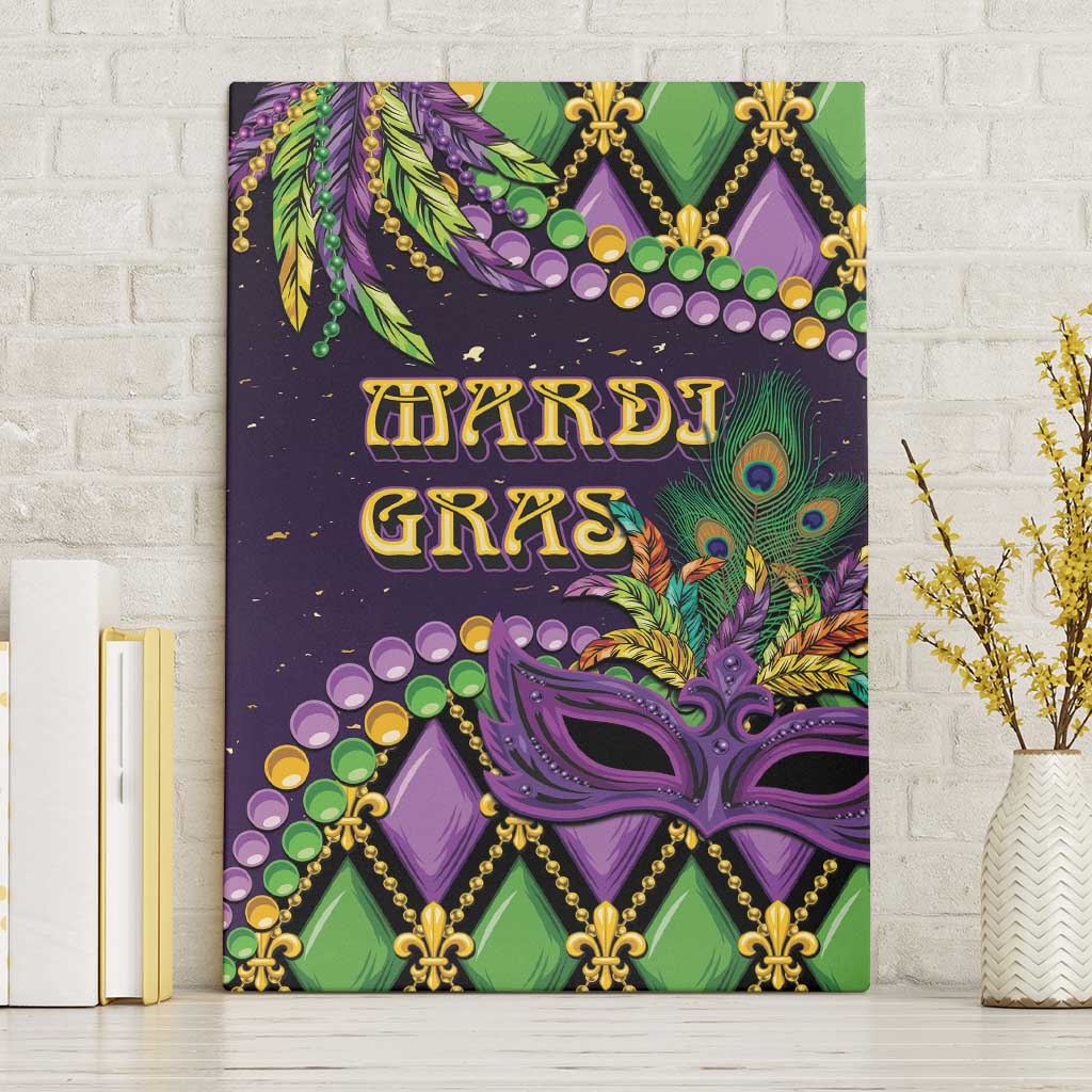 Mardi Gras Canvas Wall Art Luxury Mask Fleur De Lis - Wonder Print Shop